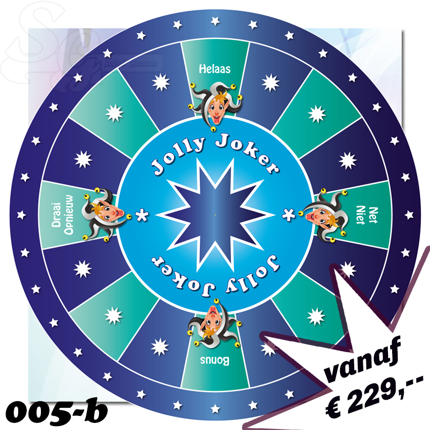 Solid Games verkoop van Rad van fortuin 16 vakken Jolly Joker, kleur blauw/lichtblauw